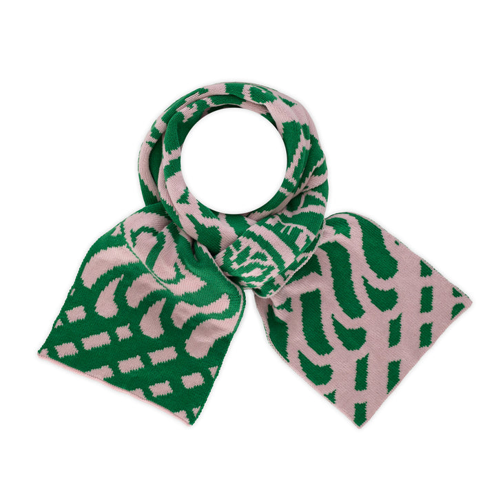 Thames Waves Scarf – Lost Letters, Green & Pink