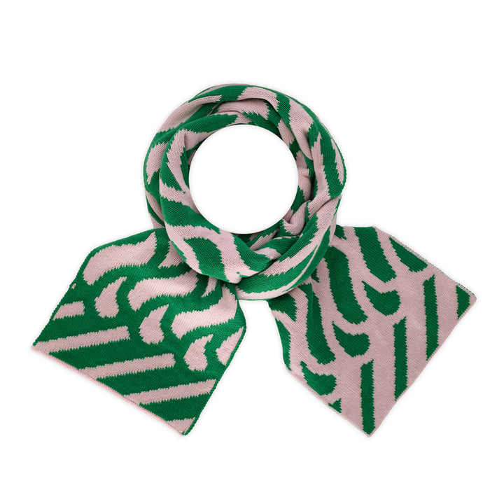 Thames Waves Scarf – Green & Pink