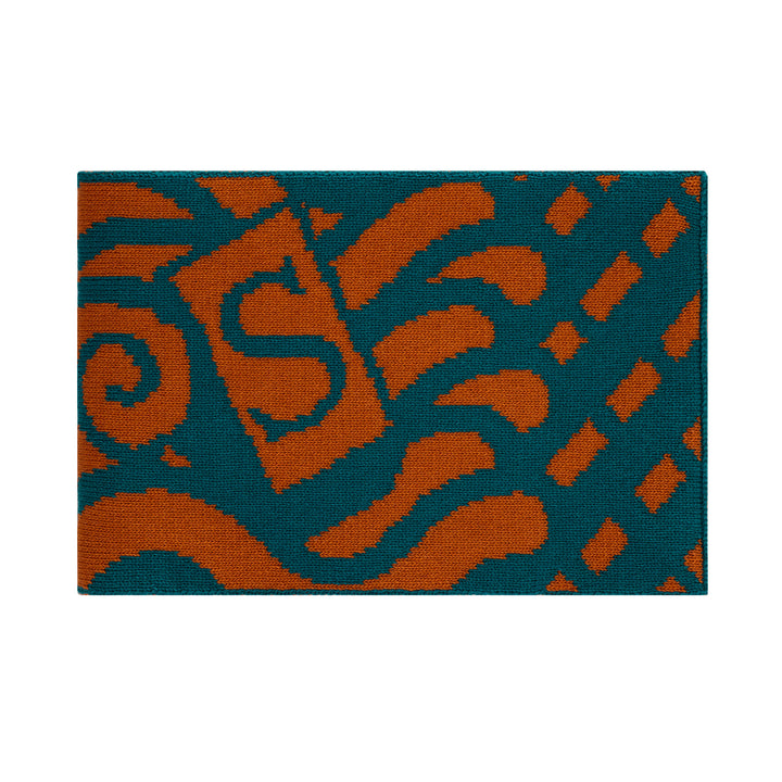 Thames Waves Scarf – Lost Letters, Orange & Teal