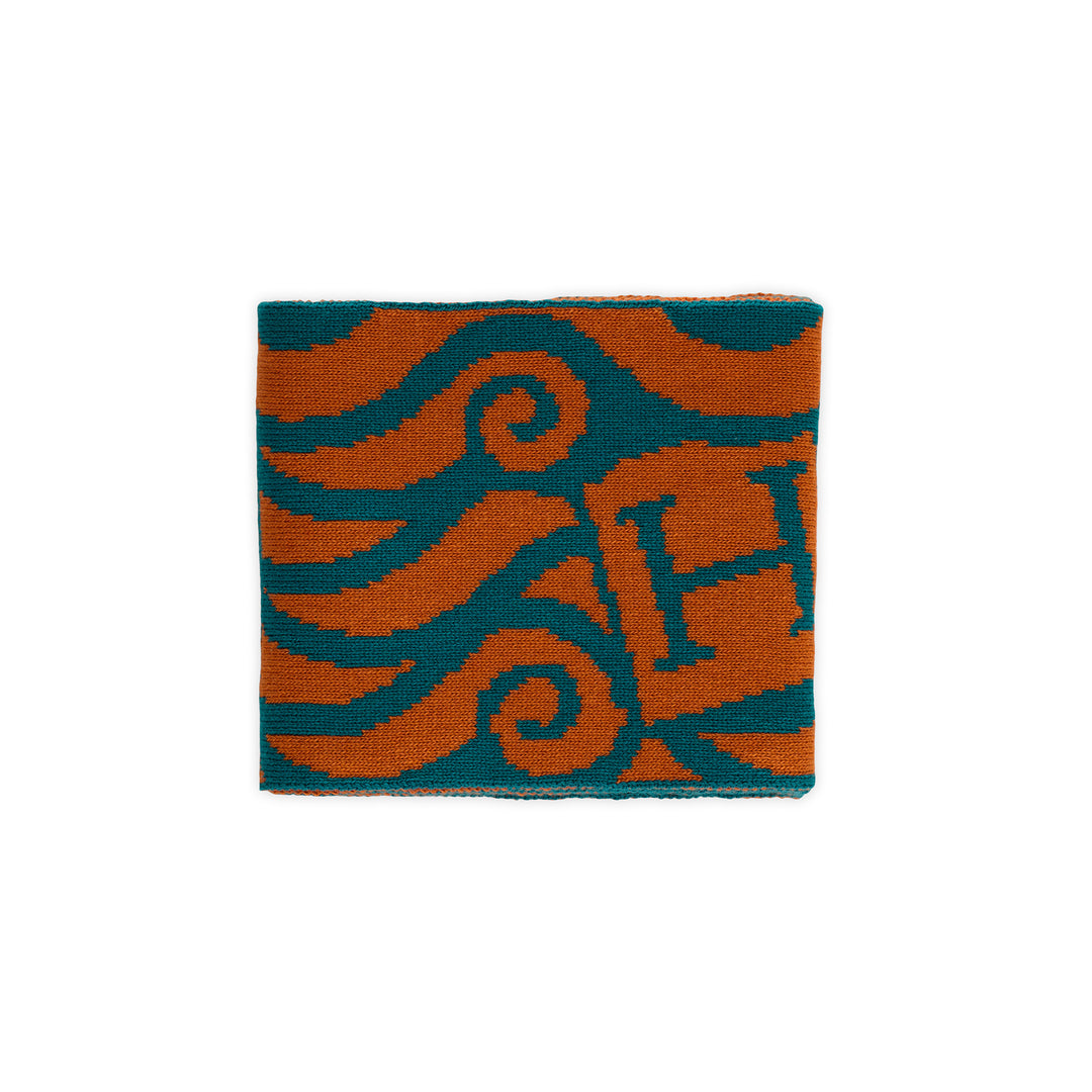 Thames Waves Scarf – Lost Letters, Orange & Teal