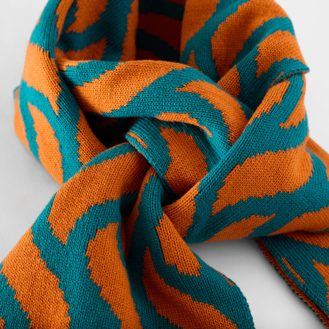 Thames Waves Scarf – Orange & Teal