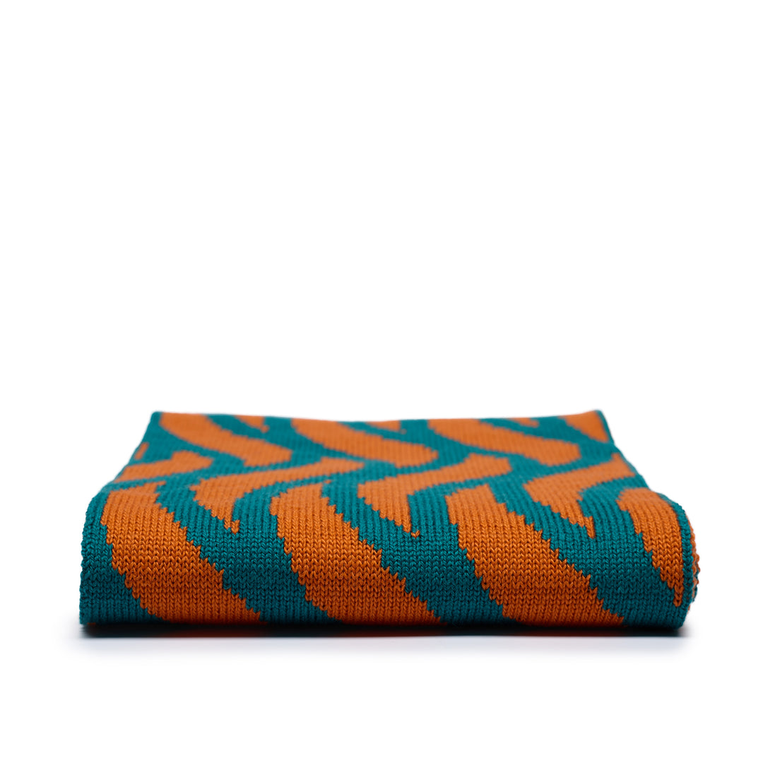 Thames Waves Scarf – Orange & Teal