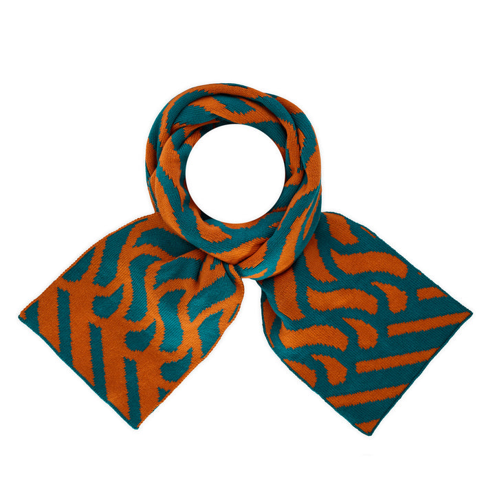 Thames Waves Scarf – Orange & Teal