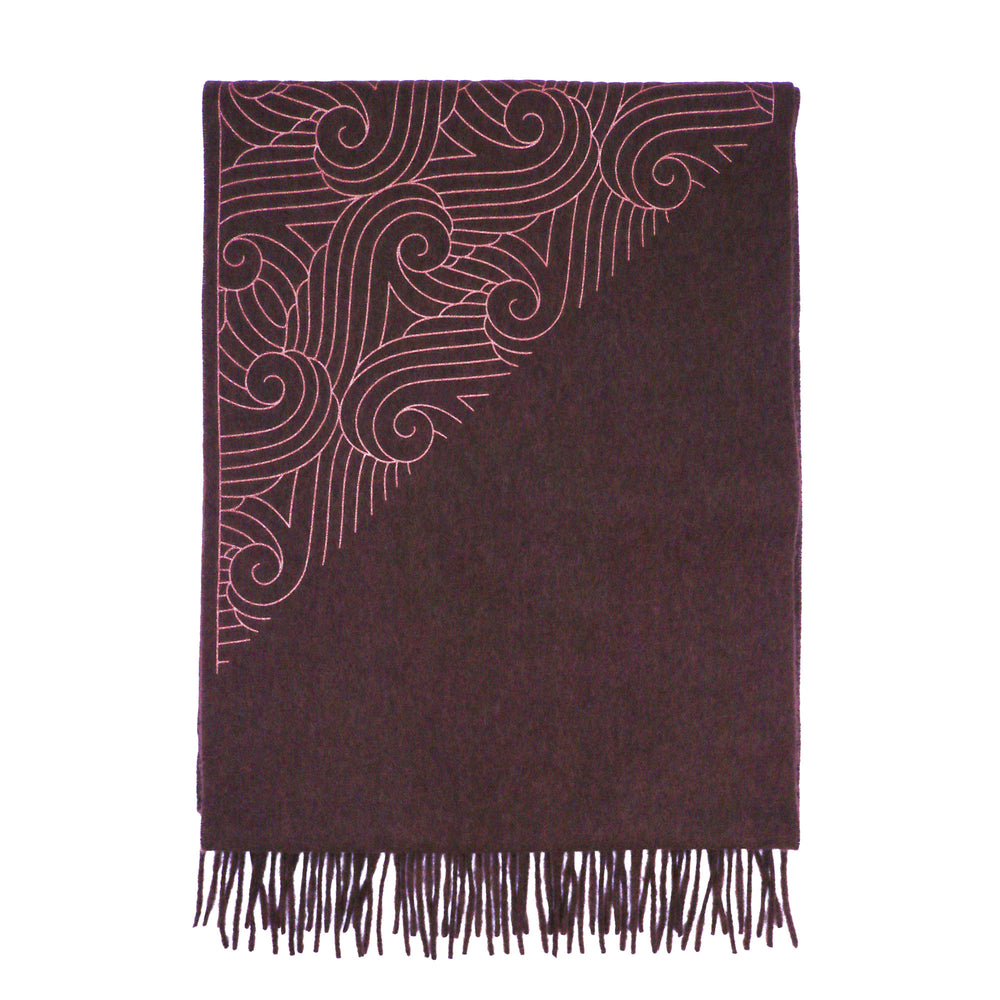 Cashmere scarf nutmeg brown with copper print details – Furious Goose