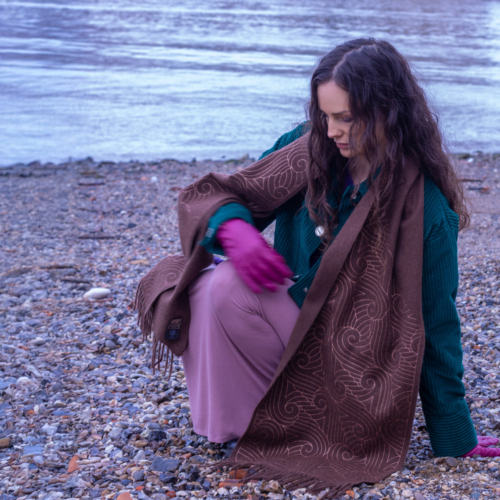 Brown and Copper Cashmere Scarf, Luxury Scarves, London | Made in England | Furious Goose