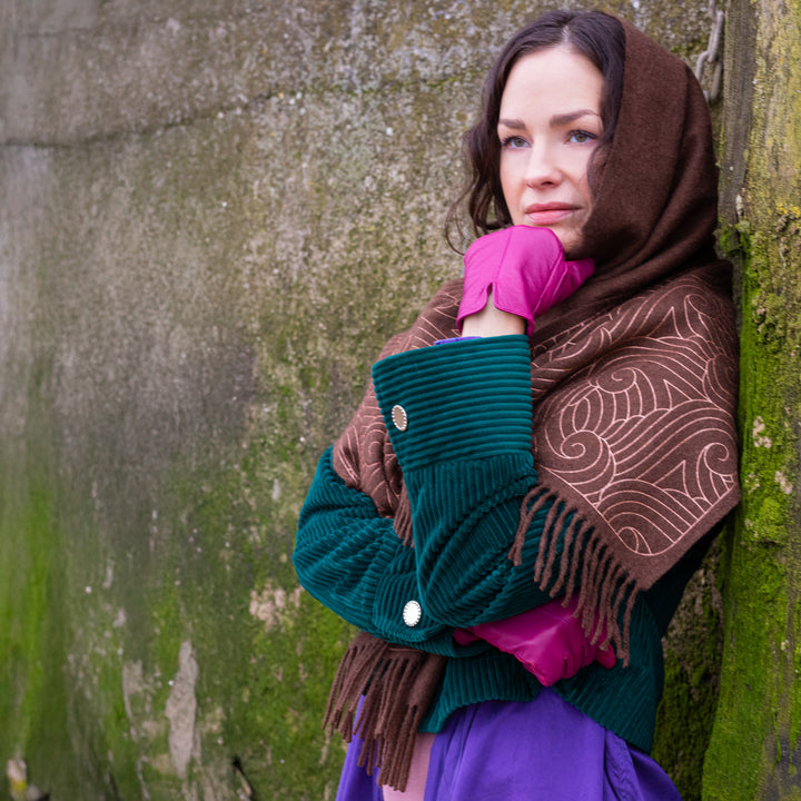 Beautiful luxury cashmere scarf hand printed in London with metallic ink | Made in England | Furious Goose