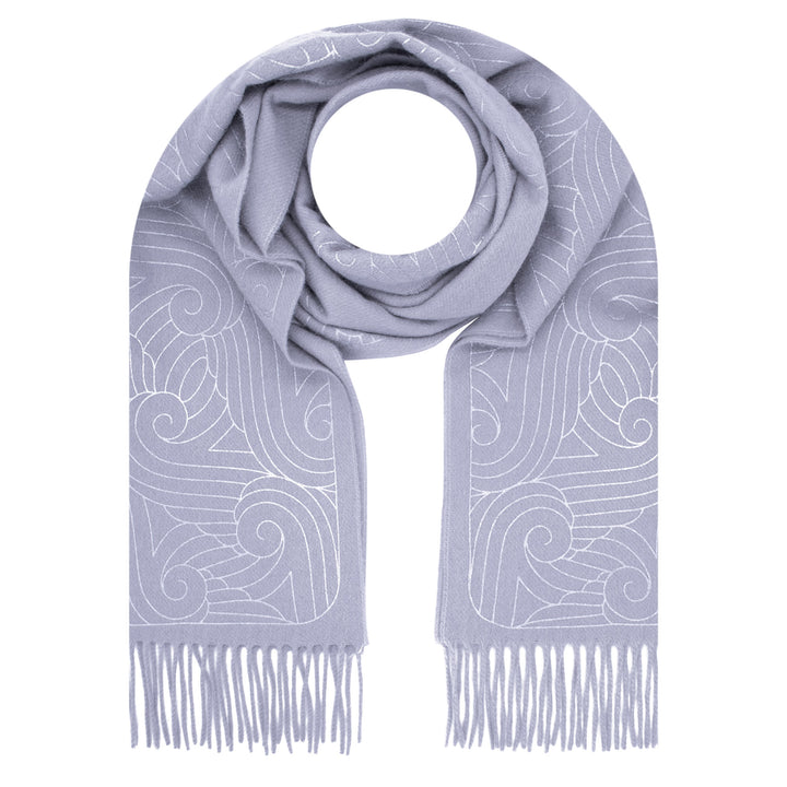 Silver and ash grey cashmere scarf – Thames pattern – Made in London – Furious Goose