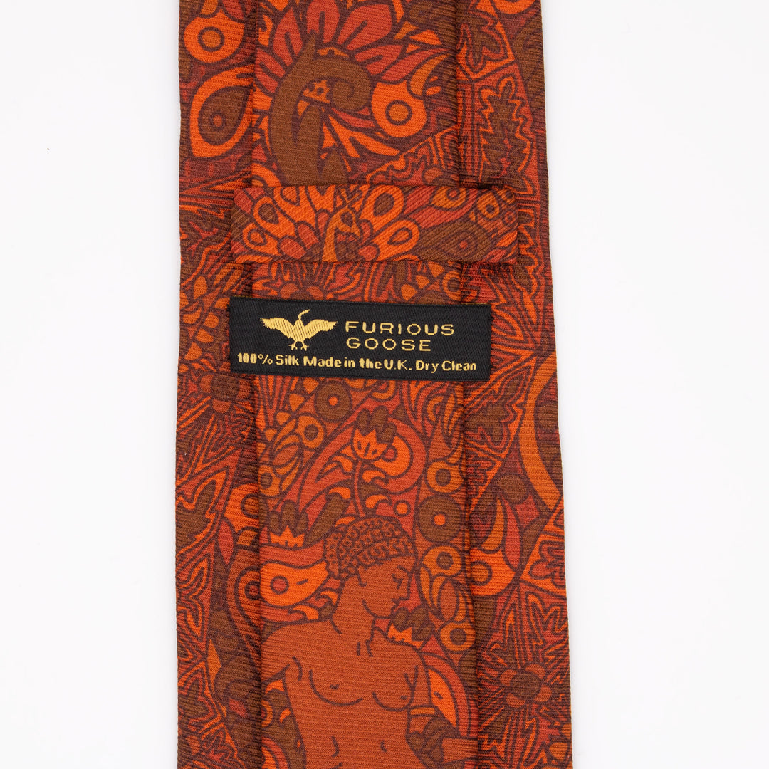 Red silk tie, Venus, Paisley Print, Luxury Neckties, Made in UK, Saglia Silk, Premium accessories, Furious Goose