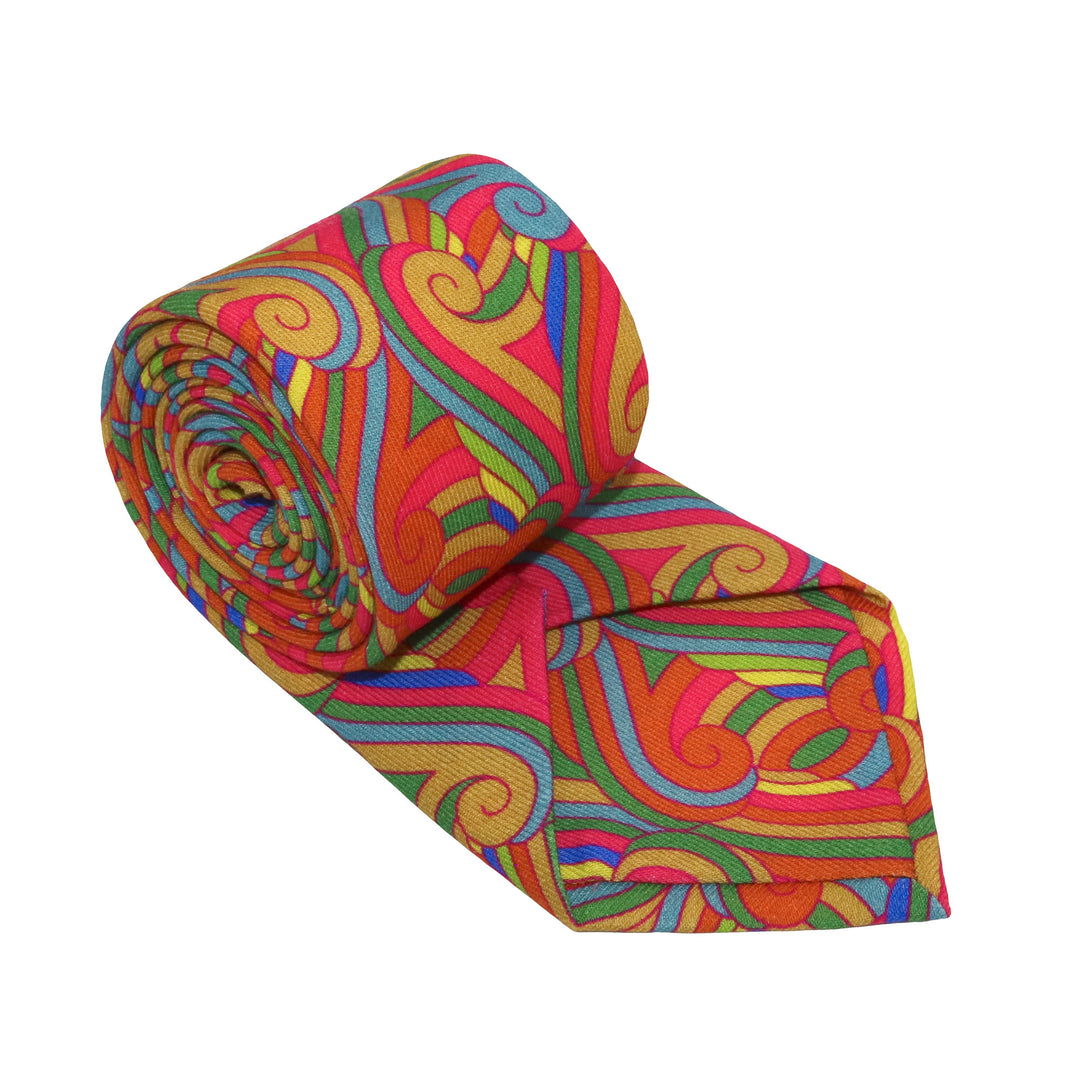 Rainbow coloured tie in Wool Challis | Made in UK | London | Menswear | Furious Goose