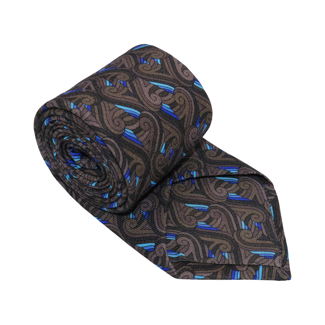 Self tipped wool neck tie, Made in England, Grey, Blue, Thames Tie, Furious Goose