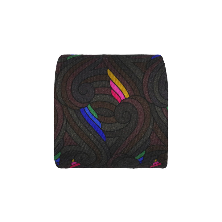 Contemporary neck tie in wool challis, dark greys and rainbow hues | Made in England | Furious Goose
