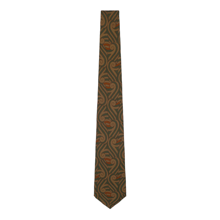 Printed wool tie inspired by the Thames in London, Brown and Green | Made in England | Furious Goose