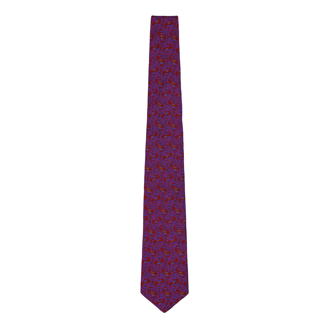 Blue, Red and Gold luxury woven silk tie front view