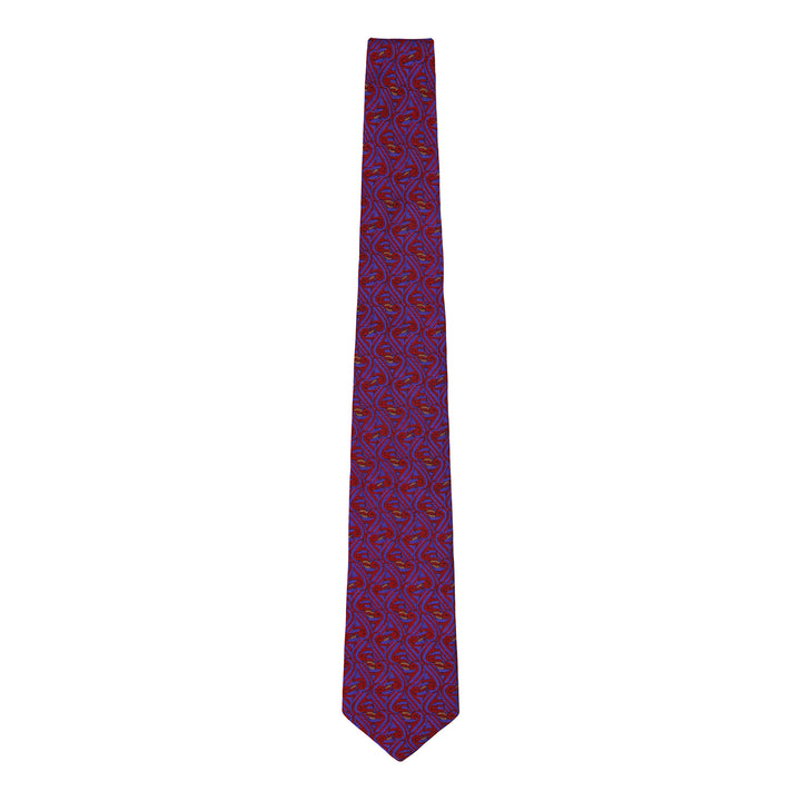 Blue, Red and Gold luxury woven silk tie front view