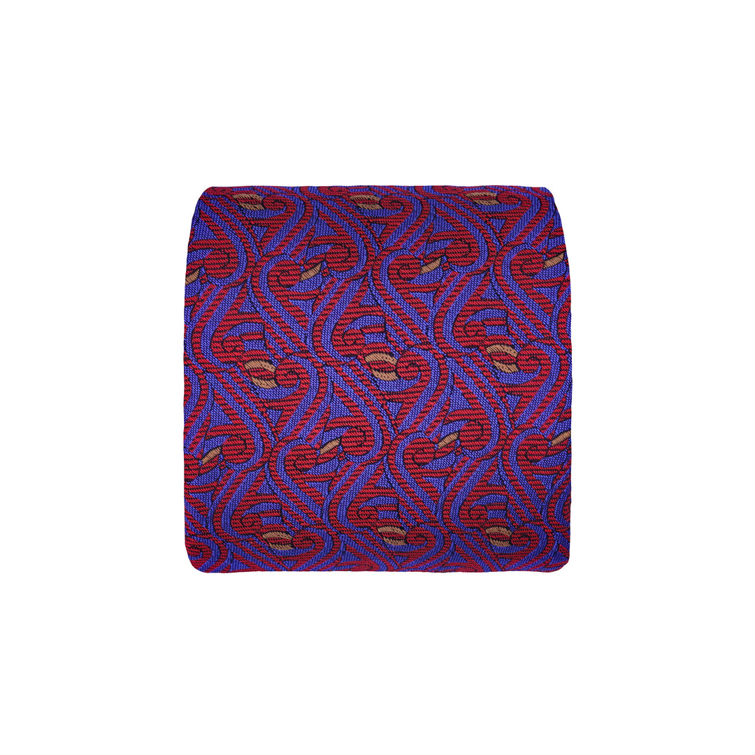 Blue, Red and Gold silk woven tie in the Thames Pattern by Furious Goose