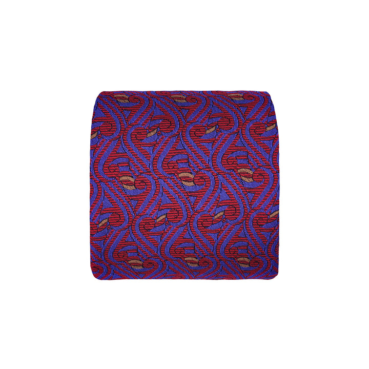 Blue, Red and Gold silk woven tie in the Thames Pattern by Furious Goose