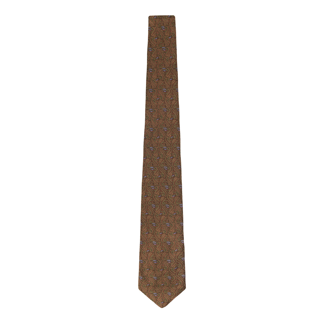 Thames Tie, Cloth of Gold silk jacquard pattern in gold, copper and silver zoomed out view