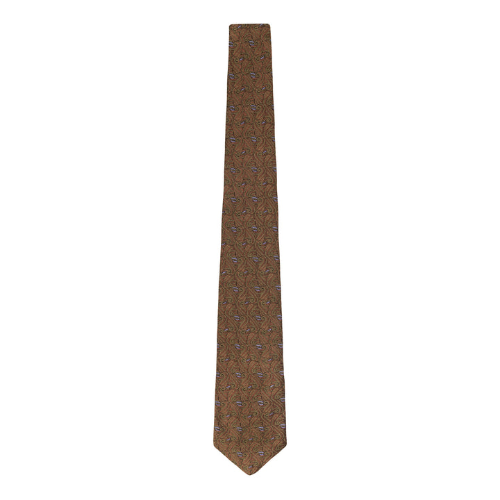 Thames Tie, Cloth of Gold silk jacquard pattern in gold, copper and silver zoomed out view