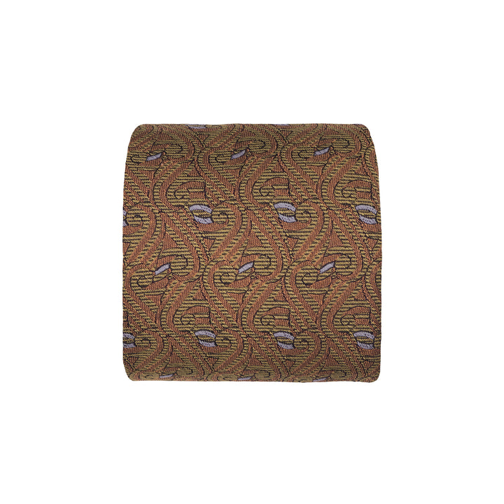 Thames Tie Cloth of Gold silk jacquard tie in gold, copper and silver, front view, by Furious Goose in London