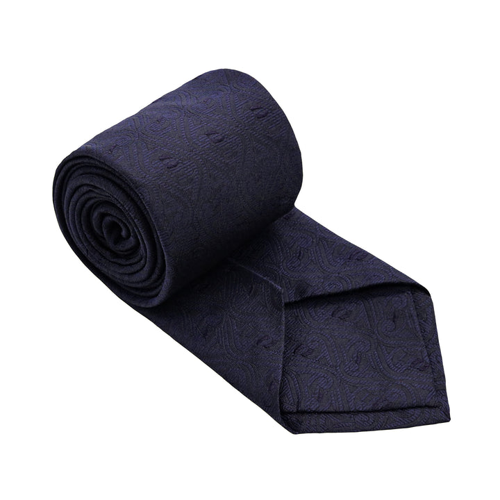 Black tie with a hint of midnight blue. Thames Pattern woven into the silk.