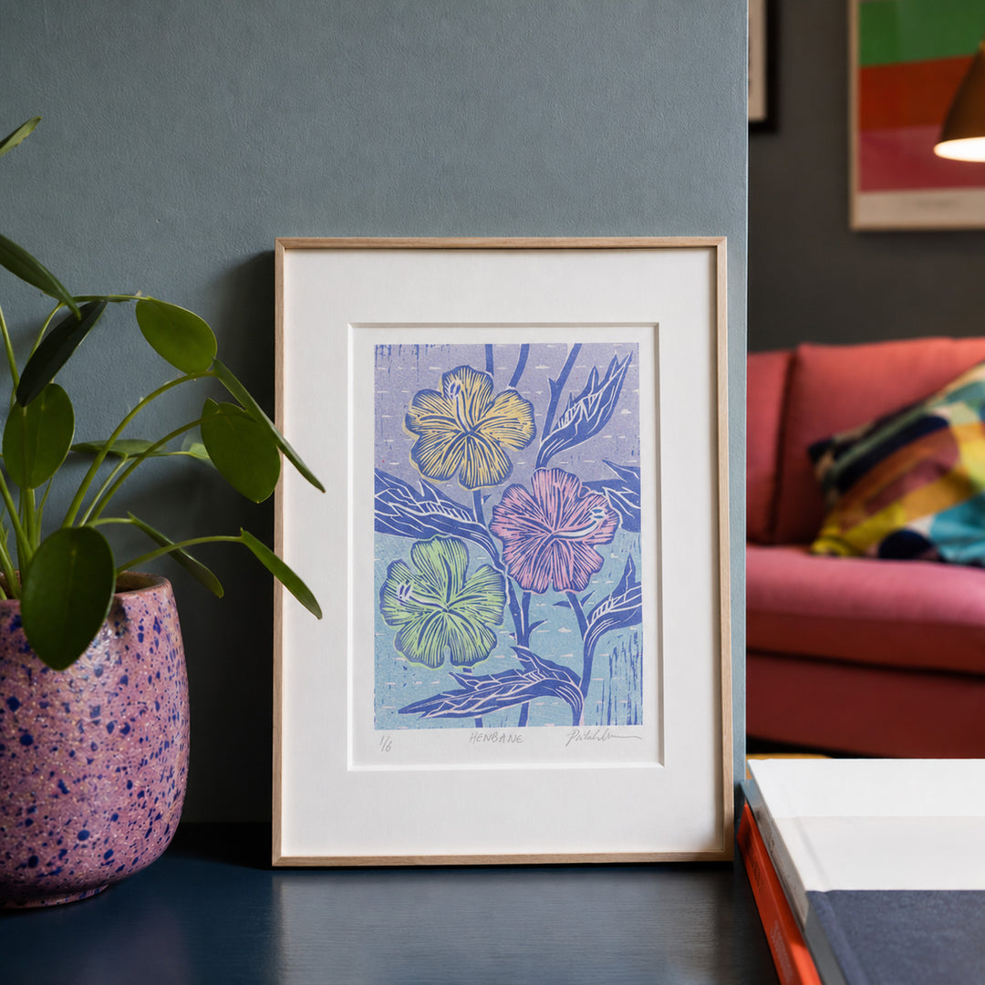 Henbane – Woodcut Pastel