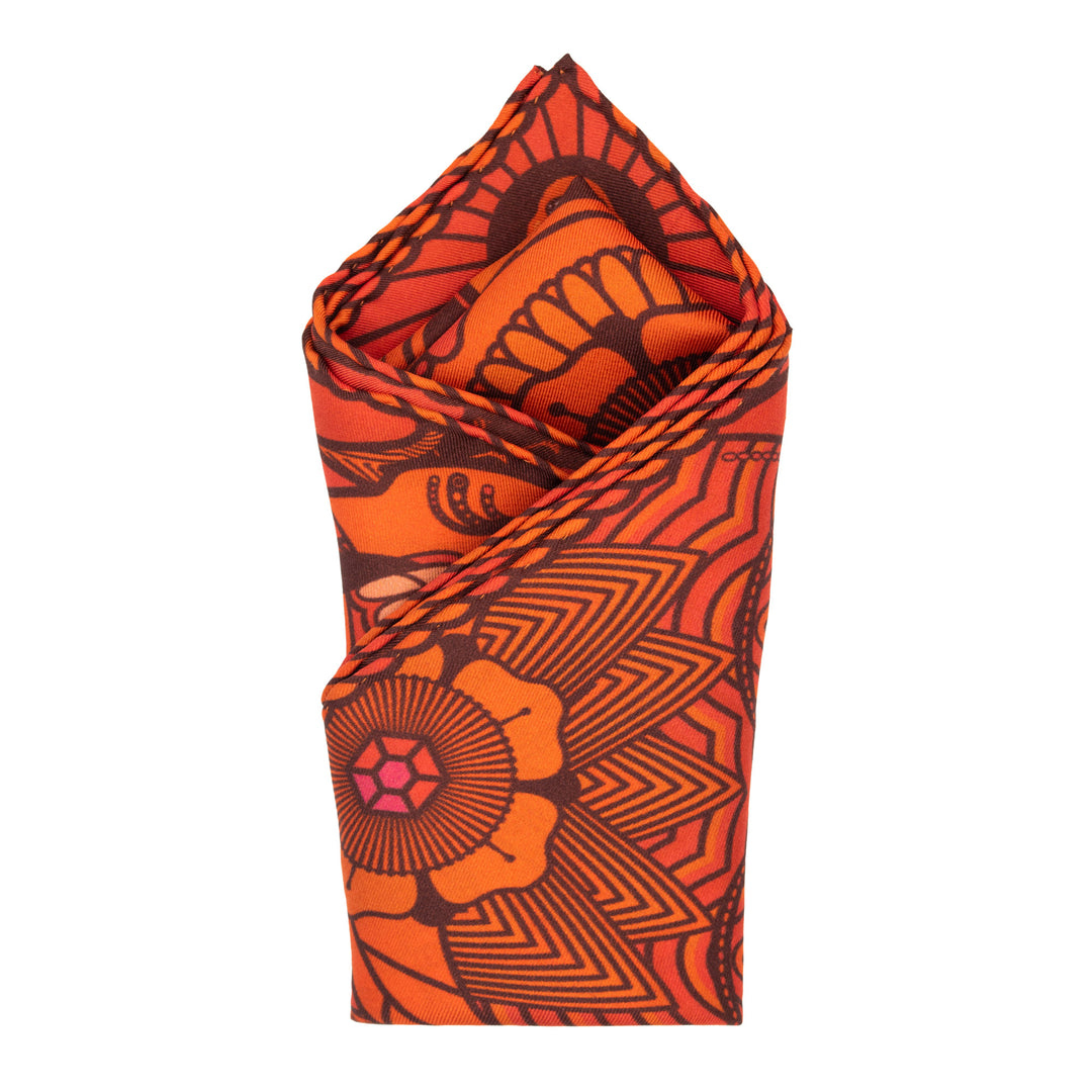 Sugar skull pocket square, silk twill, hand-rolled hems, made in England, London, UK, Furious Goose
