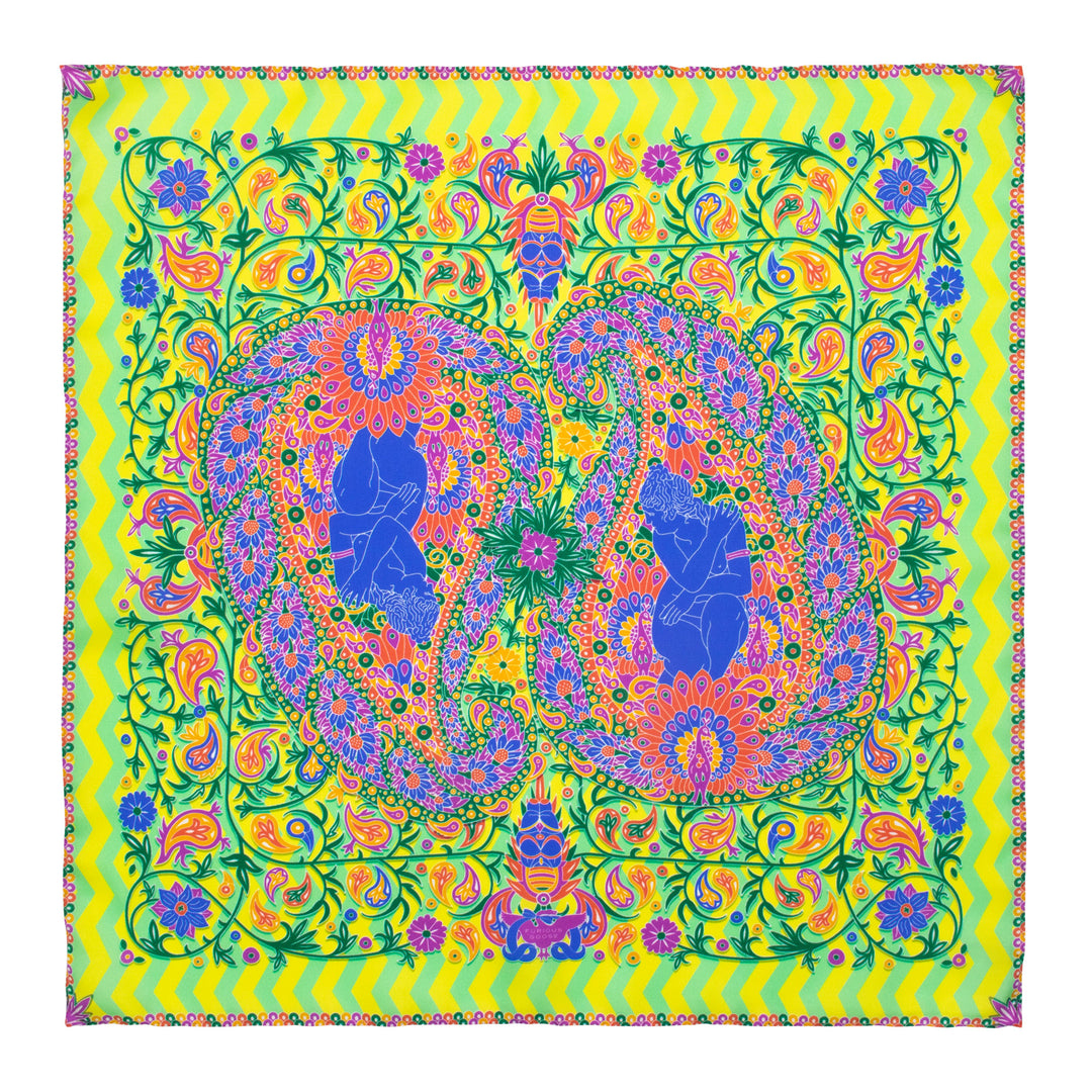 Psychedelic Pocket Square, Silk, Luxury, London, Bold Accessories, Venus, Boteh