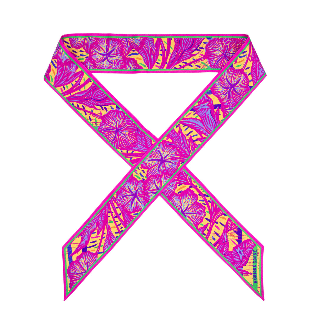 Wild Flower – Cerise, Mini Twilly Scarf