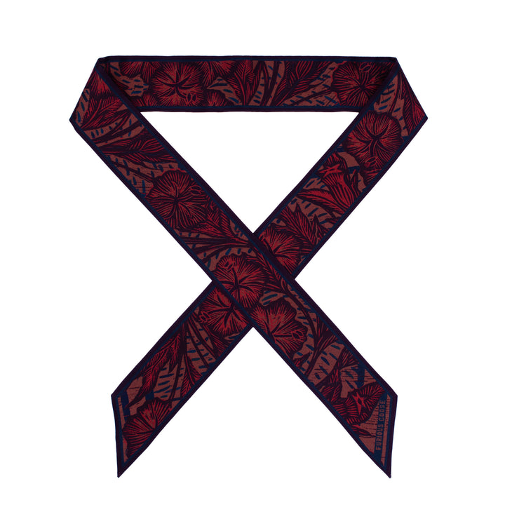 Wild Flower – Burgundy, Mini Twilly Scarf