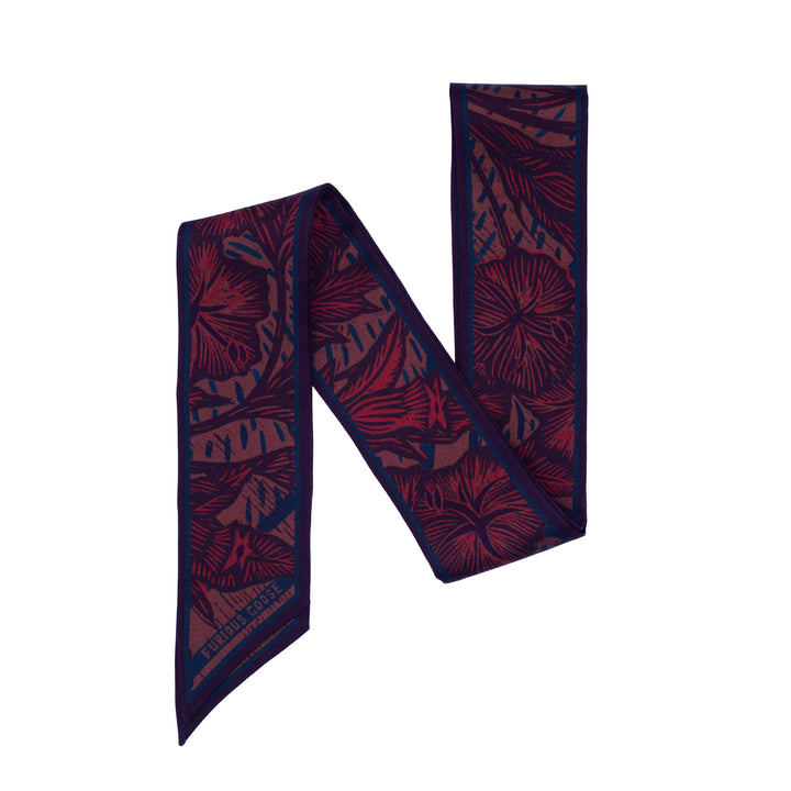Wild Flower – Burgundy, Mini Twilly Scarf