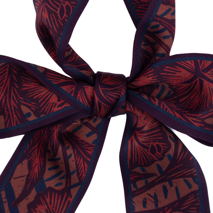 Wild Flower – Burgundy, Mini Twilly Scarf