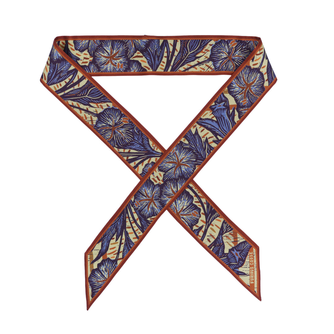 Wild Flower – Cognac, Mini Twilly Scarf