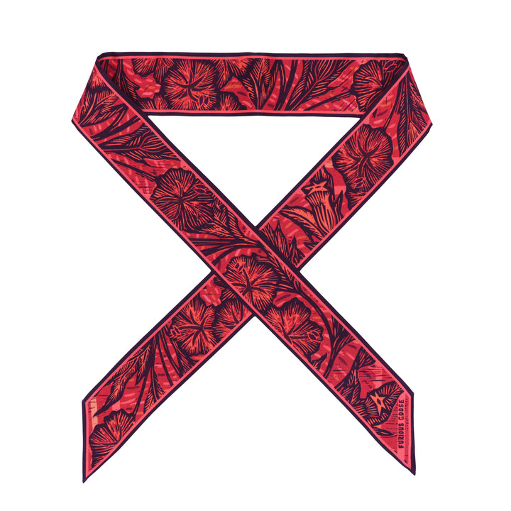 Wild Flower – Crimson, Mini Twilly Scarf
