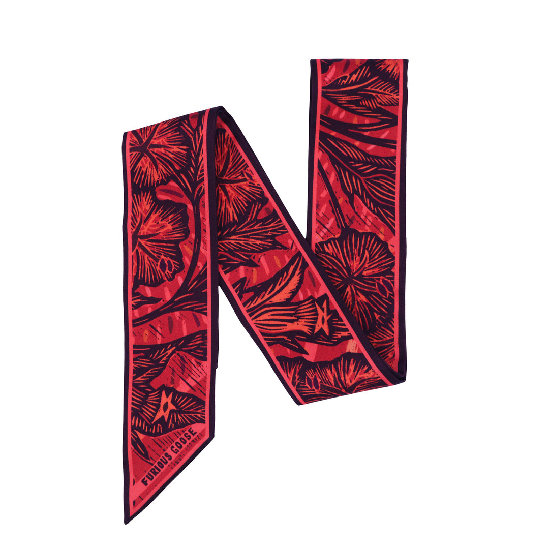 Wild Flower – Crimson, Mini Twilly Scarf