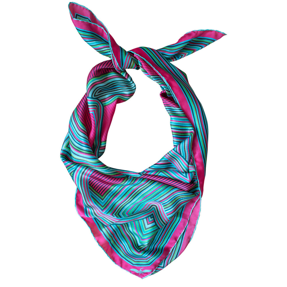 Silk Scarf, Satin Foulard, Bold Print, UK luxury brand, Furious Goose
