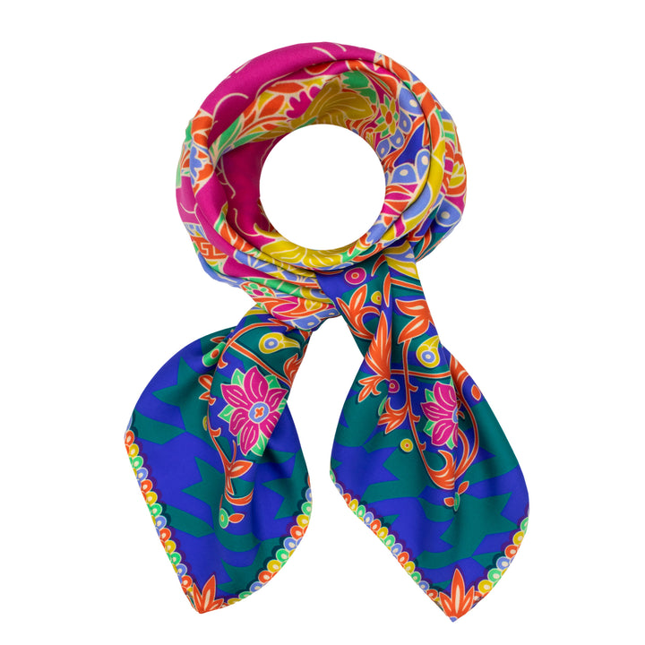 Luxury Silk Scarf, Paisley Print, Colourlover, Bold, Discobolos, Made in UK, London, Furious Goose