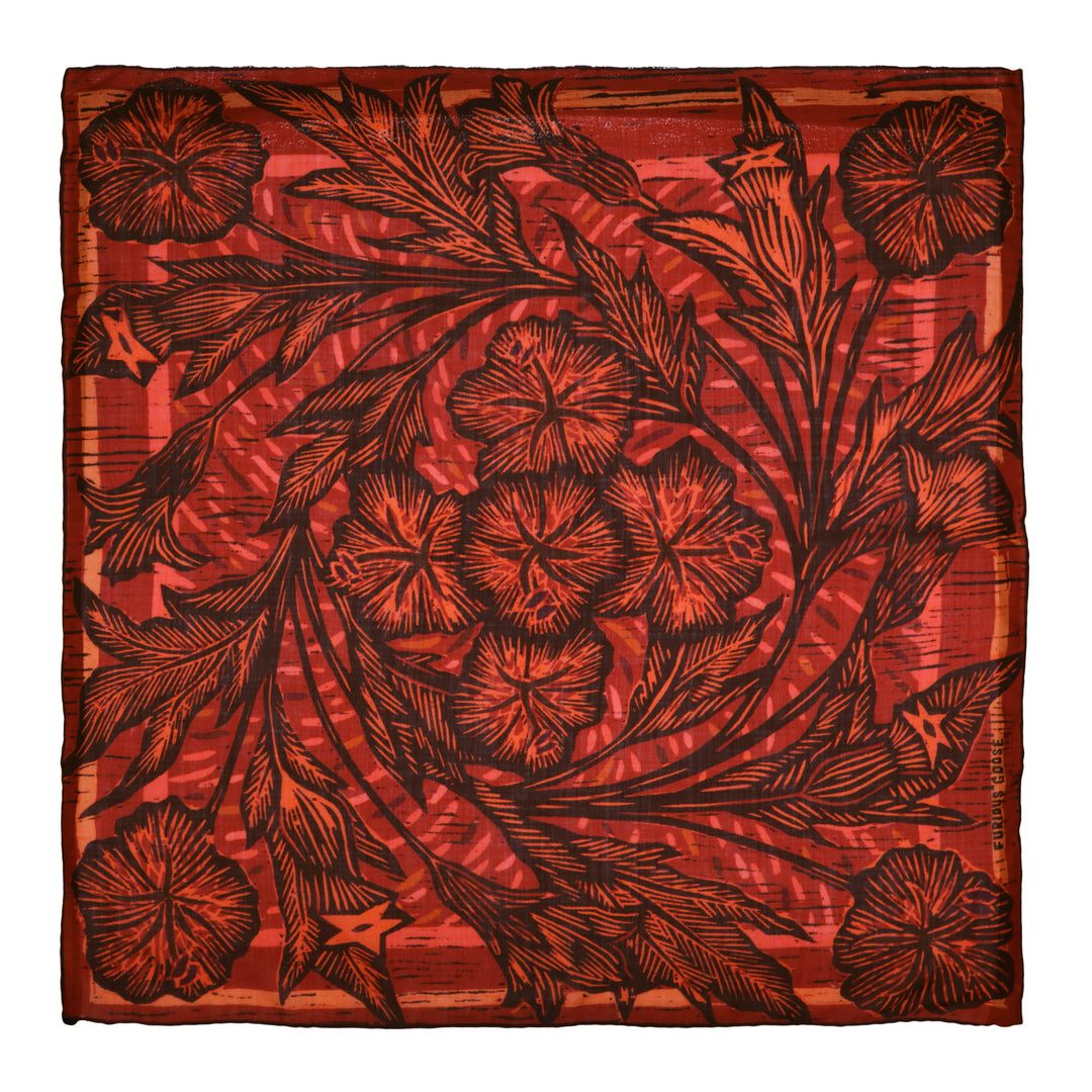 Wild Flower – Ruby, Silk-Wool Neckerchief