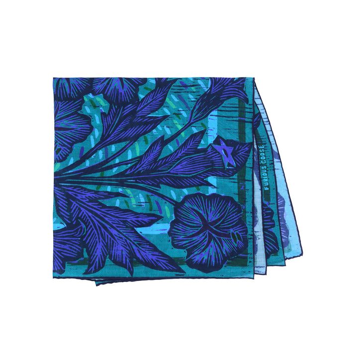 Wild Flower – Sapphire, Silk-Wool Neckerchief