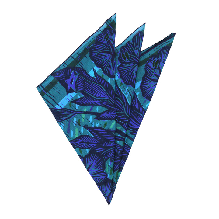 Wild Flower – Sapphire, Silk-Wool Neckerchief
