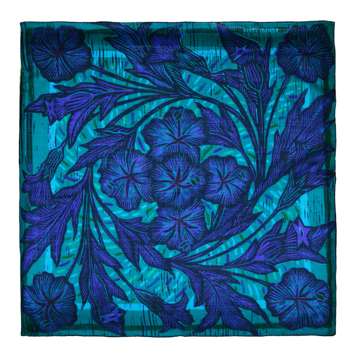 Wild Flower – Sapphire, Silk-Wool Neckerchief