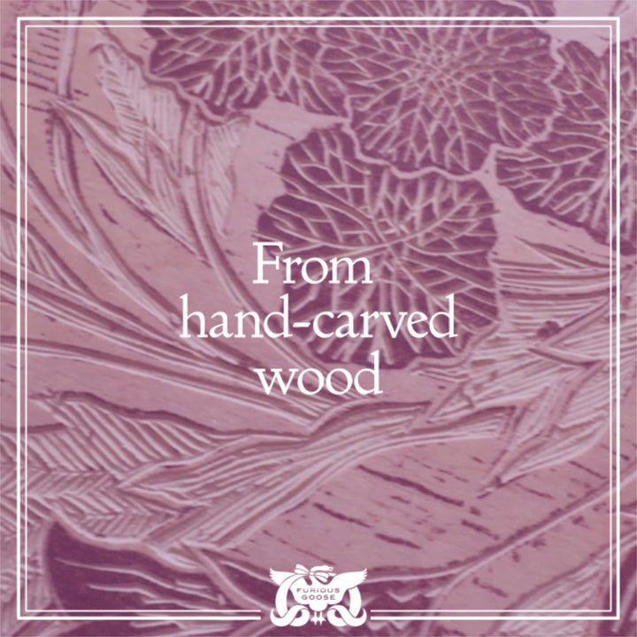 Showing the process from woodcut to paper print to luxury silk accessories