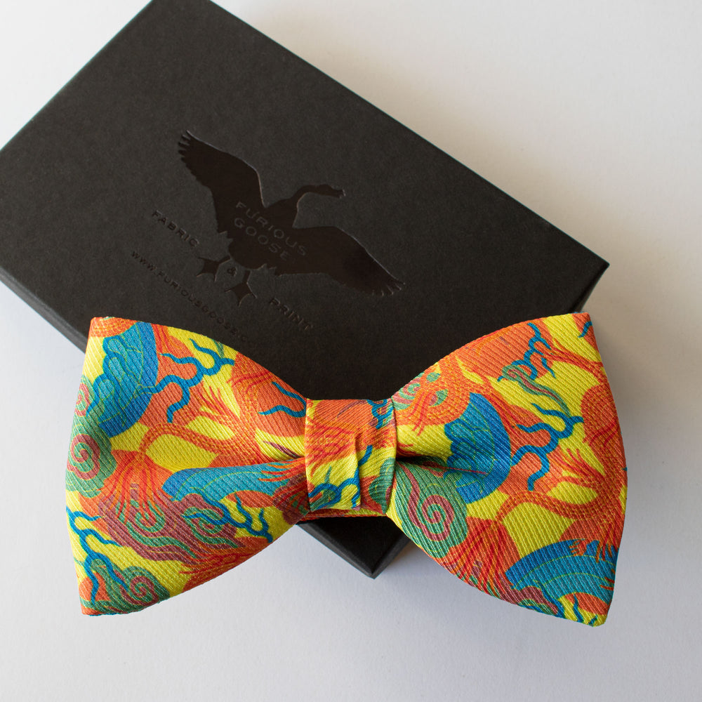 bold bow tie, luxury bow ties, premium accessories uk, dragons 