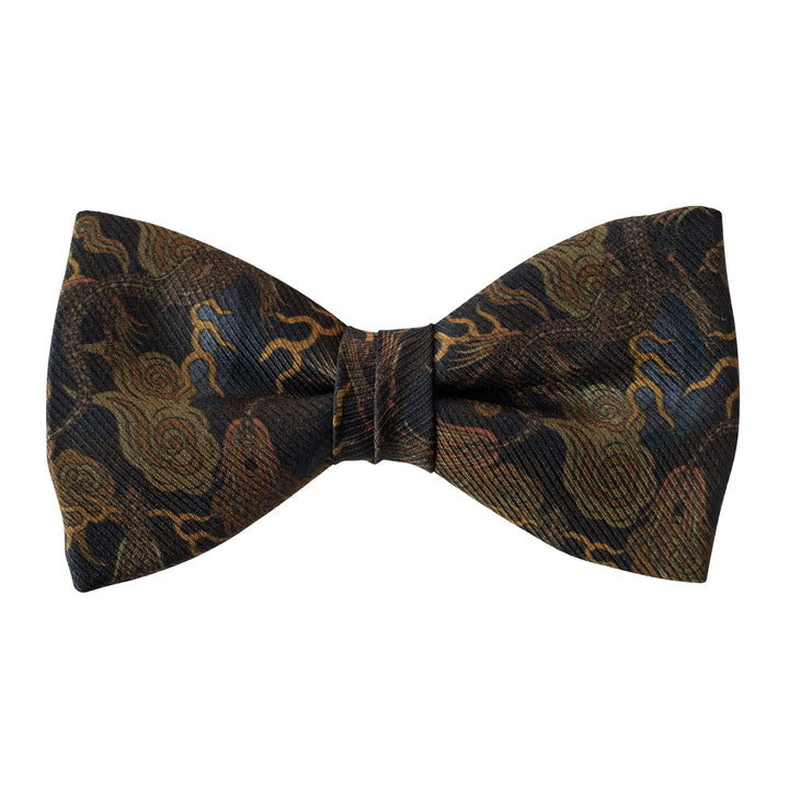 black tie, gold bow tie, dragons, luxury bow ties, london UK