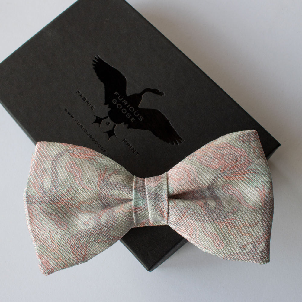 Pink Bow Tie, Pale Pink, Wedding Tie, Dragons, Chinoiserie