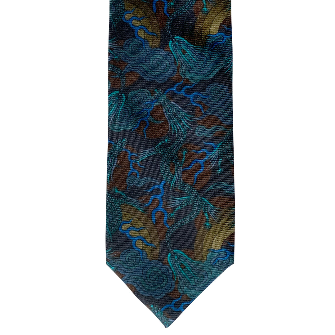Luxury Silk Tie, Mens Accessories, Petrol Blue Tie, Black Tie, Neckties, Bold Accessories, Made in England, London, Paris, New York