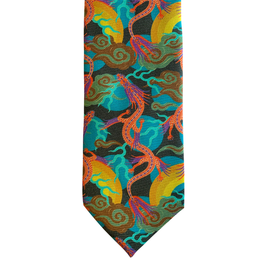 bold ties, luxury silk neckties, made in England, Dragons, Chinoiserie, Luxury Accessories, Gift Ideas for Him, Luxury Gifts