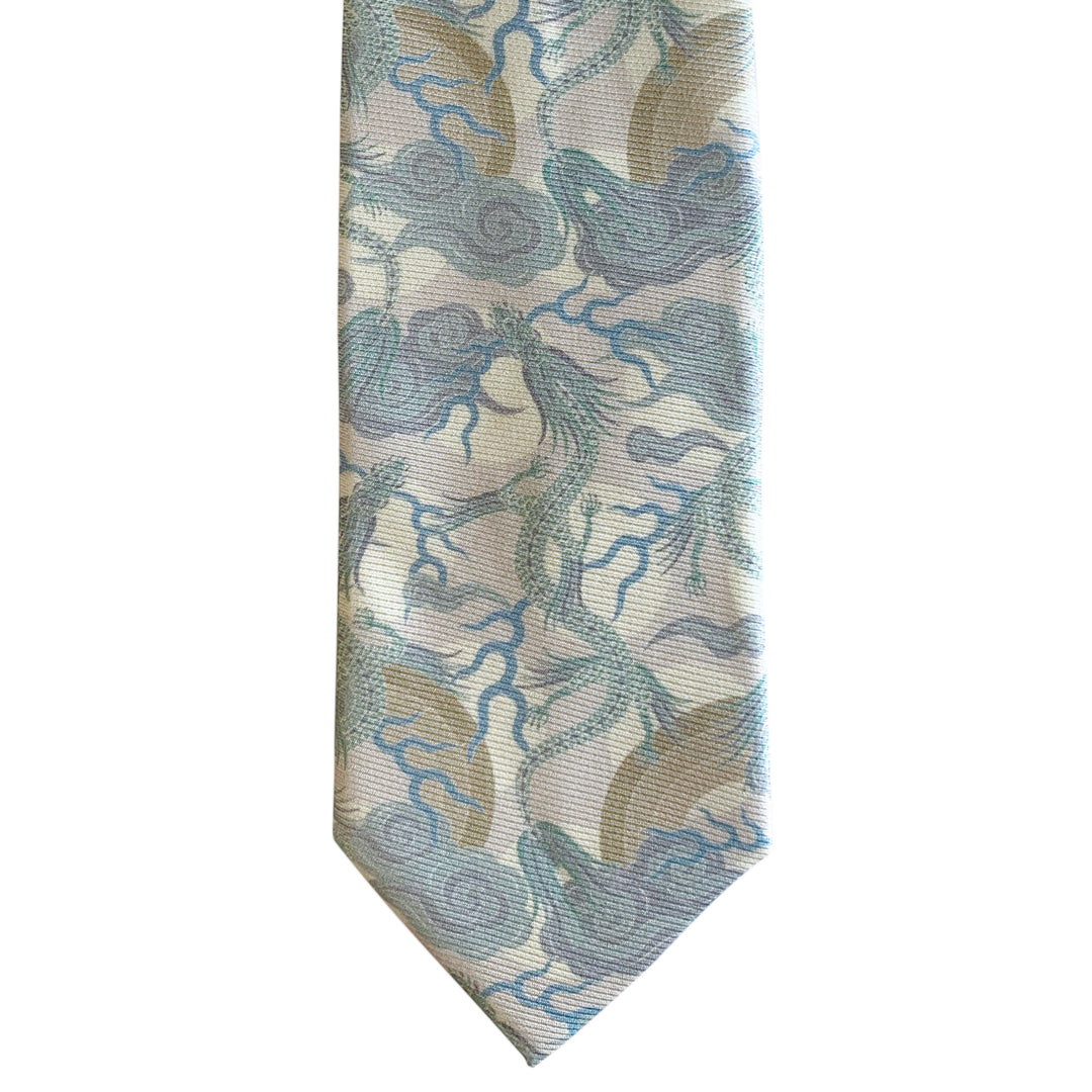 Sliver silk tie, Dragon necktie, Luxury Ties, Premium Ties, Accessories, Made in England, British Luxury Brand, Furious Goose, London, Wedding Style, Groomsmen Gift