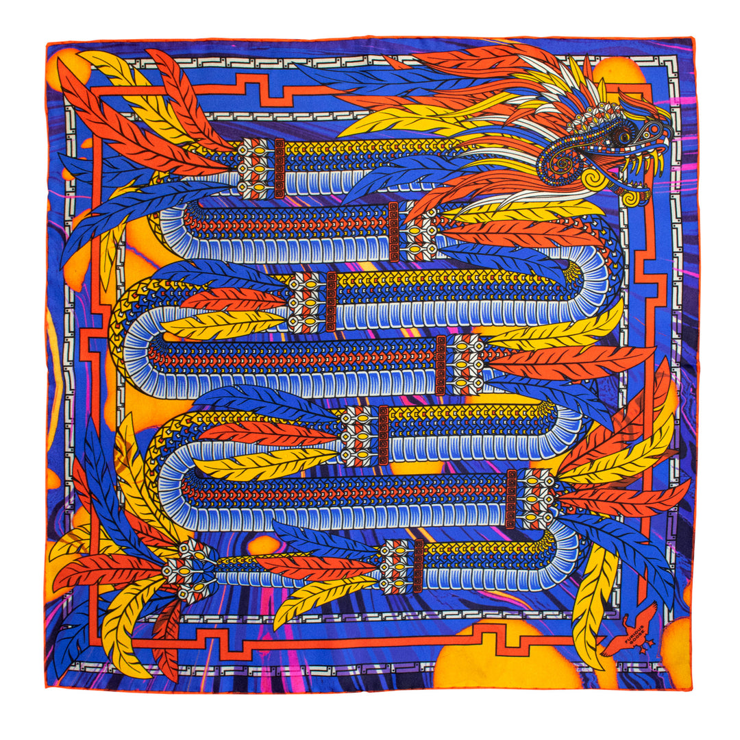 Primary colours, Silk Scarves, Luxury Scarf, Dragons, Quetzalcoatl