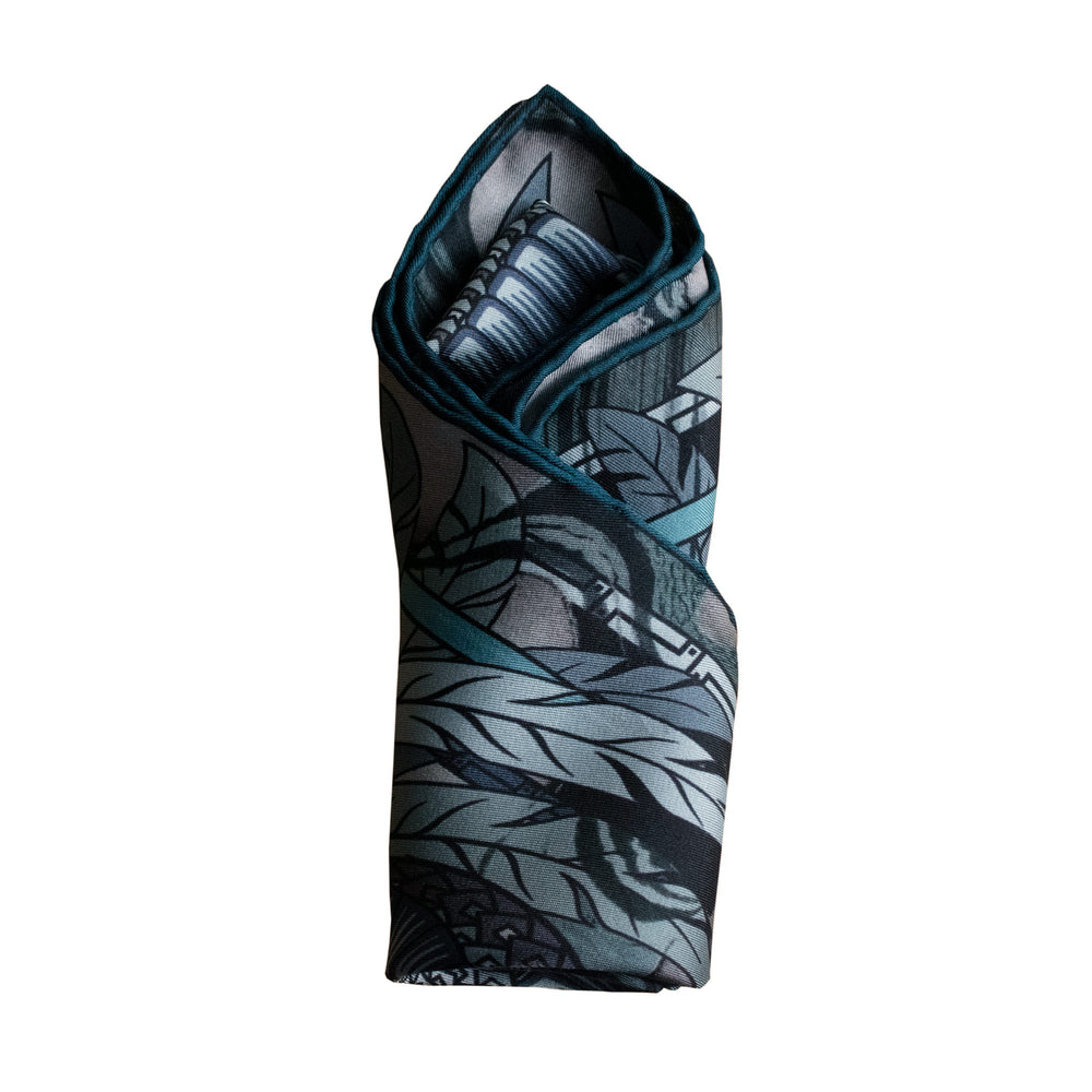 Pocket squares, modern fashion, dragon pattern, 100% silk