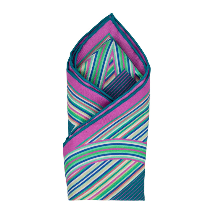 Furious Goose, Typographic Pocket Square, Jade, Blue, Pink, Turquoise, Bold Print, Made in England, British Brand